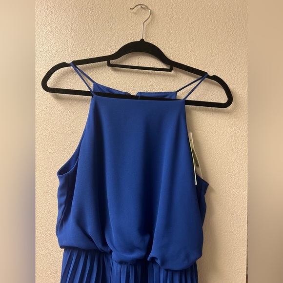NWT Sam Edelman Blue Pleated Halter Midi Dress - Size 8 - Picture 7 of 11